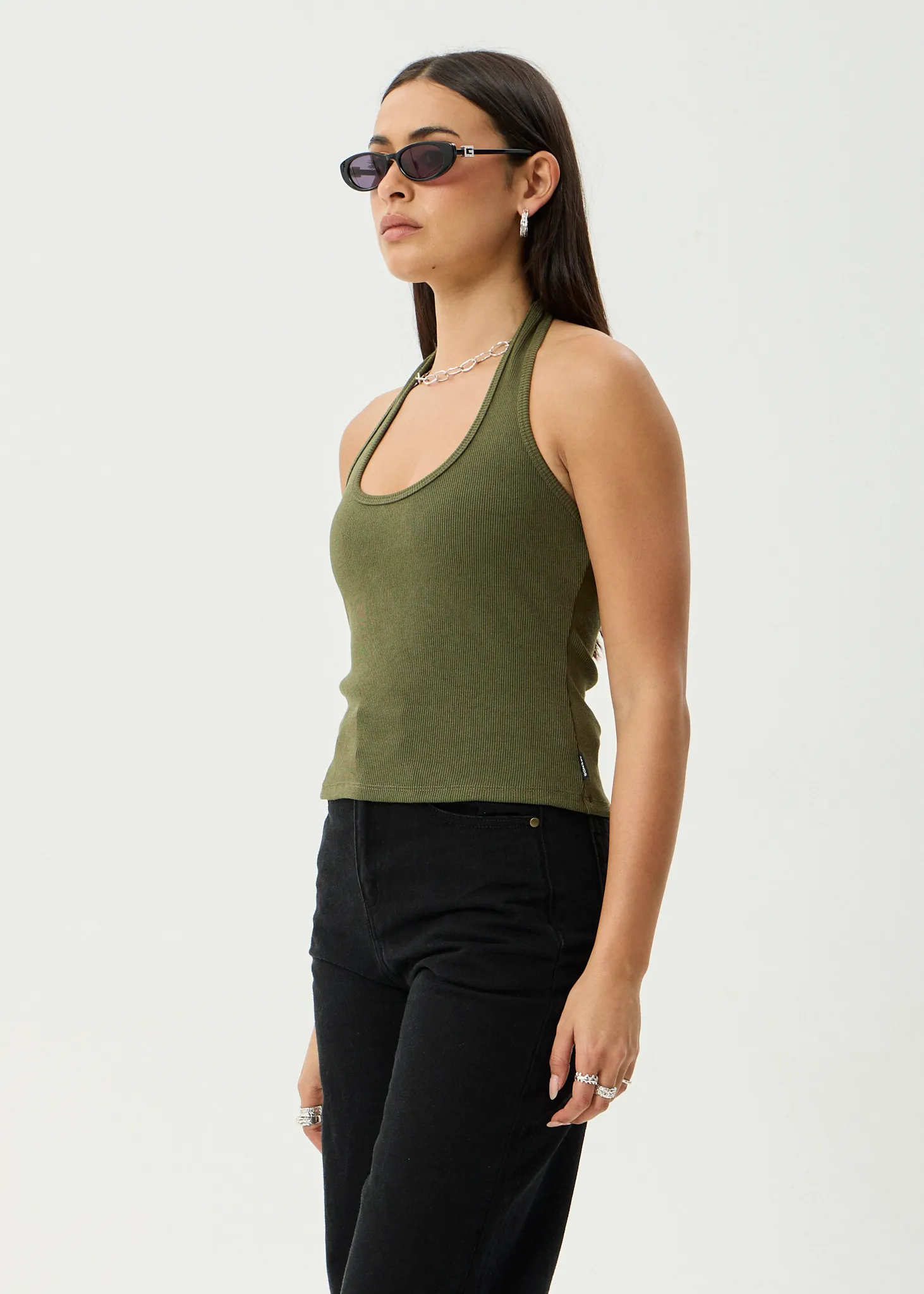 AFENDS Womens Basis - Rib Halter - Deep Olive sold by Afends product image thumbnail 4