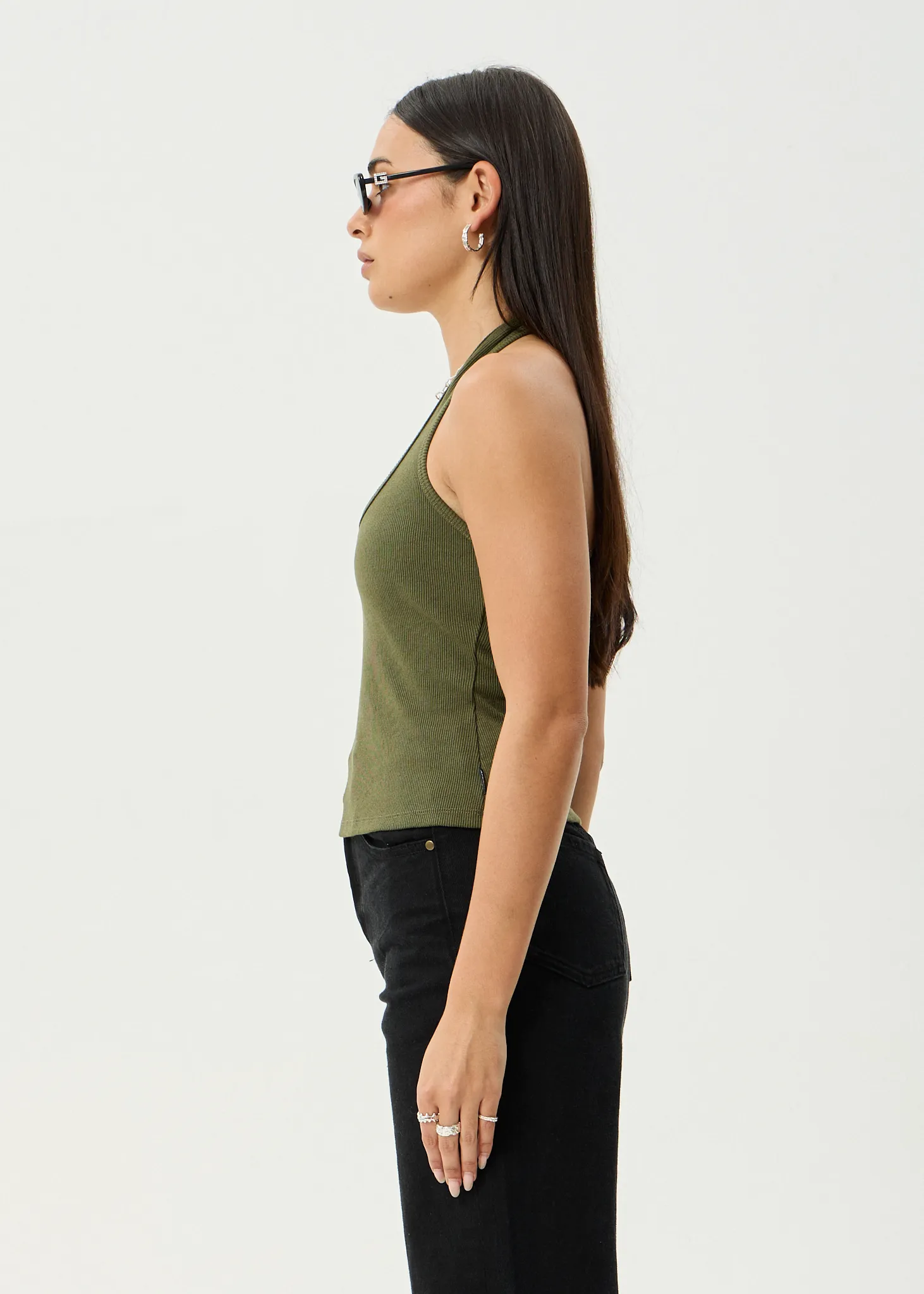 AFENDS Womens Basis - Rib Halter - Deep Olive sold by Afends product image thumbnail 5