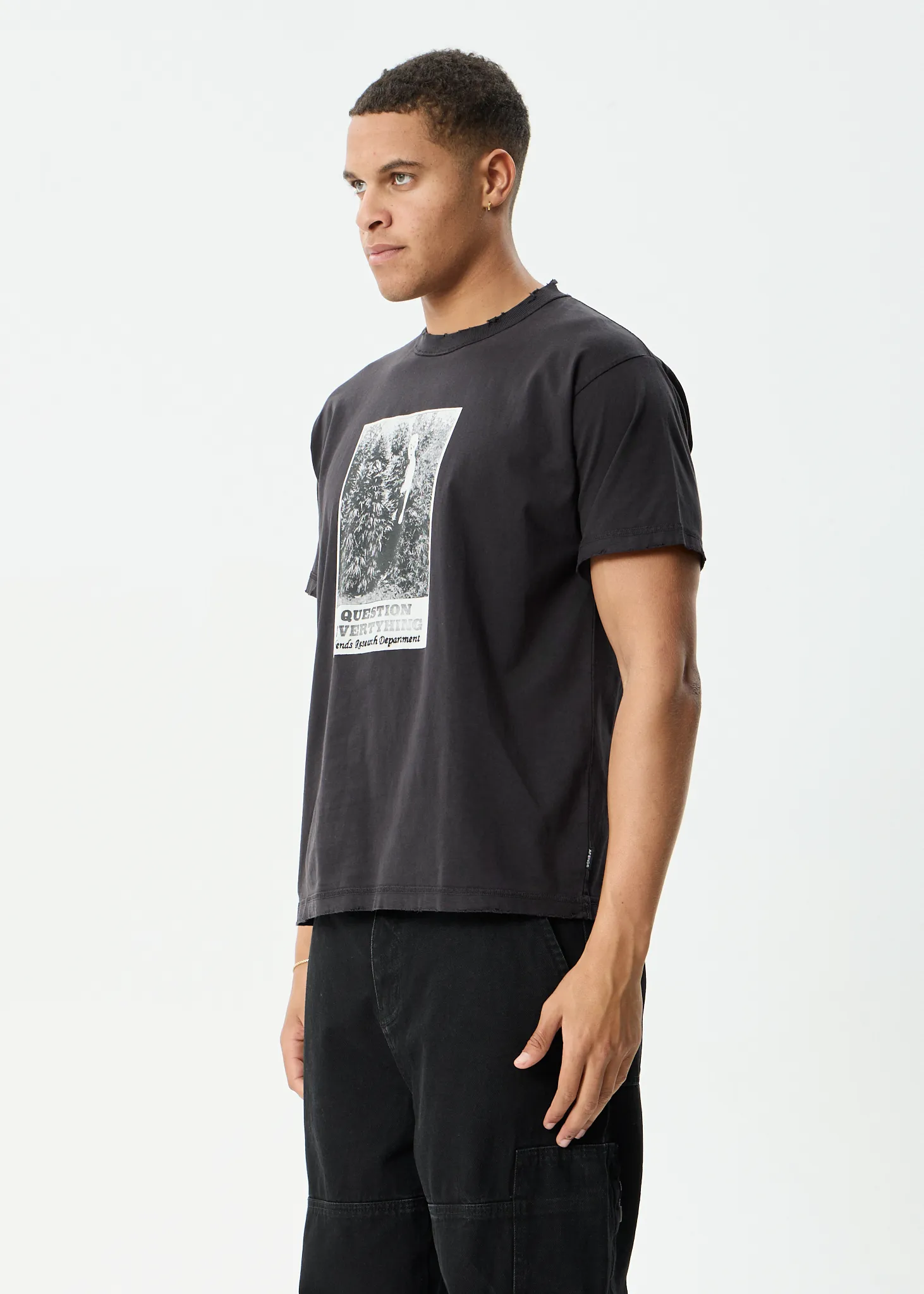 AFENDS Mens Research - Heavyweight Boxy Tee - Stone Black sold by Afends product image thumbnail 5