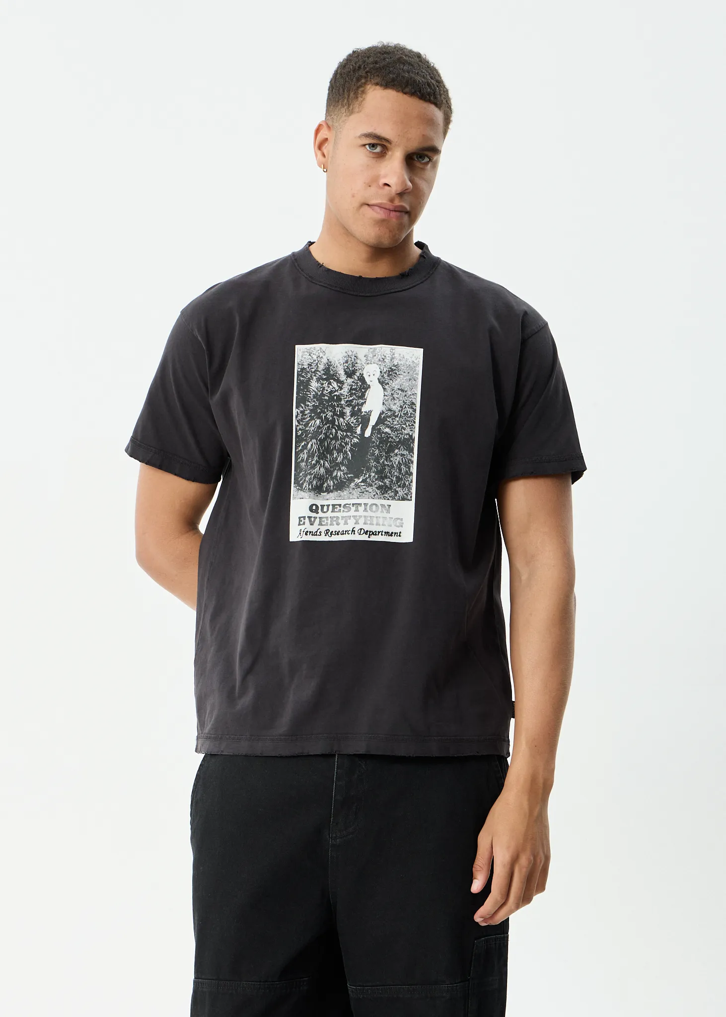 AFENDS Mens Research - Heavyweight Boxy Tee - Stone Black sold by Afends product image thumbnail 3