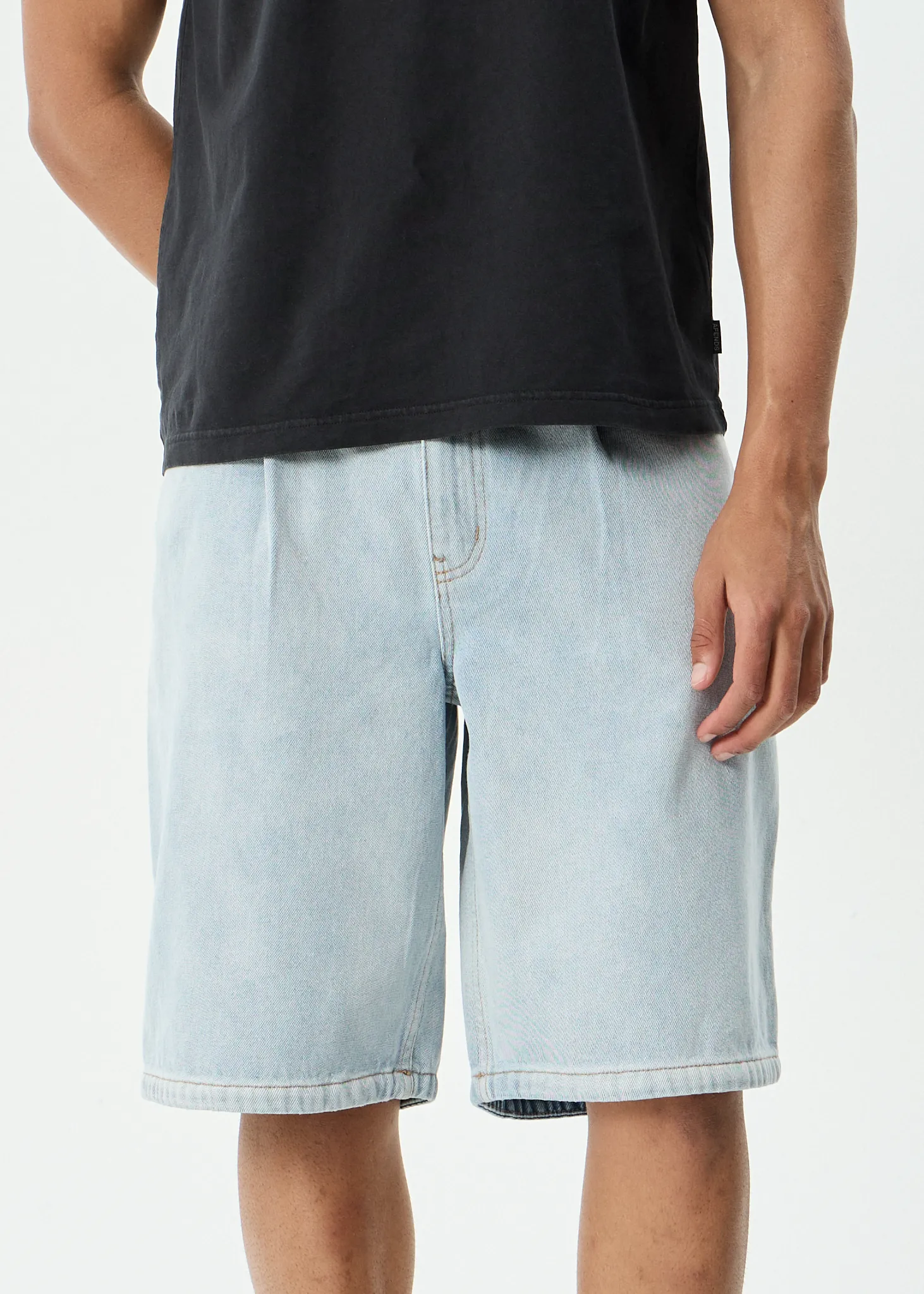 AFENDS Mens Fast Forward - Denim Ultra Baggy Pleated Short 24 Inch - Stone Blue sold by Afends product image thumbnail 4