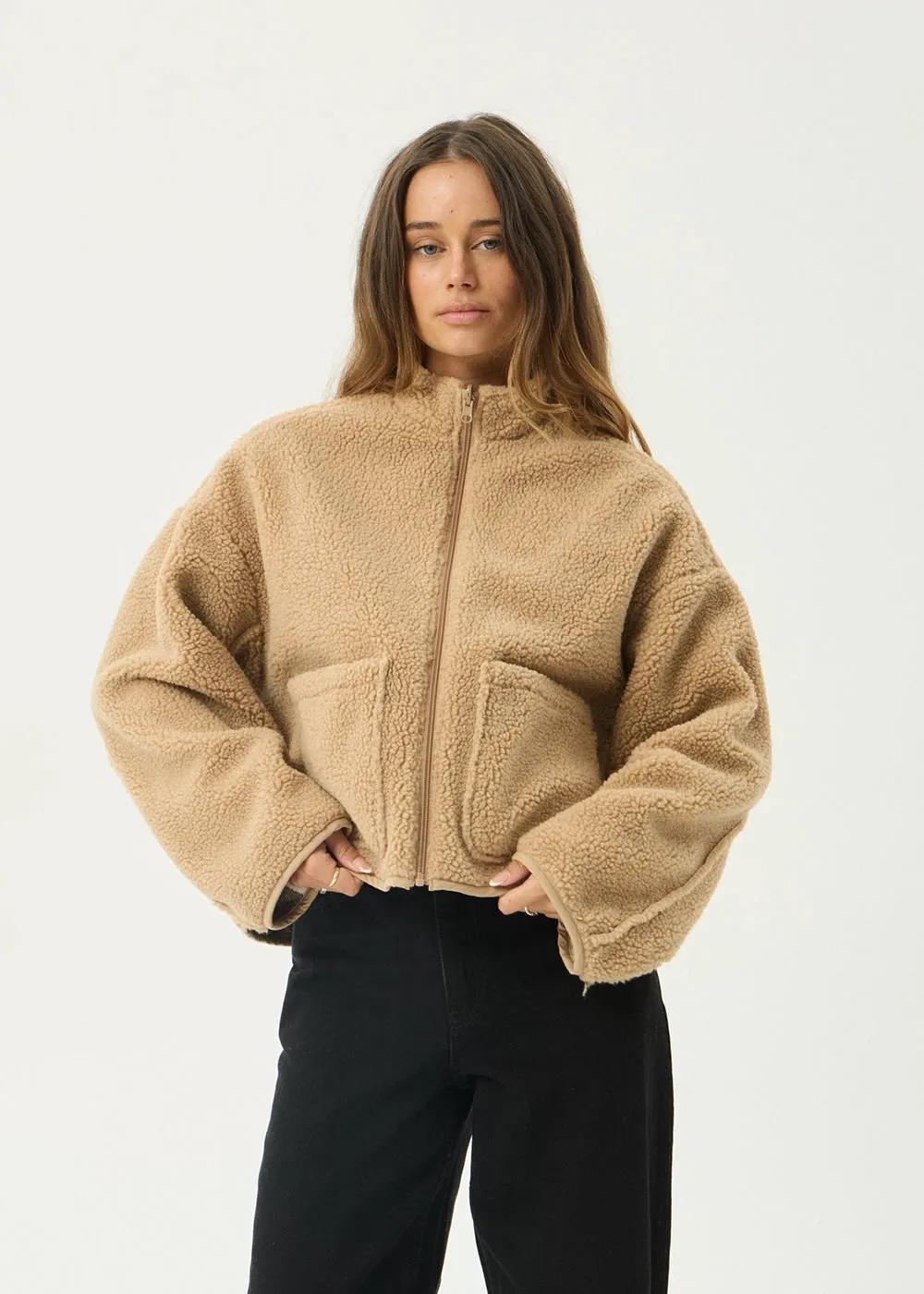 AFENDS Womens Berlin - Reversible Polar Fleece Jacket - Almond Check sold by Afends product image thumbnail 3