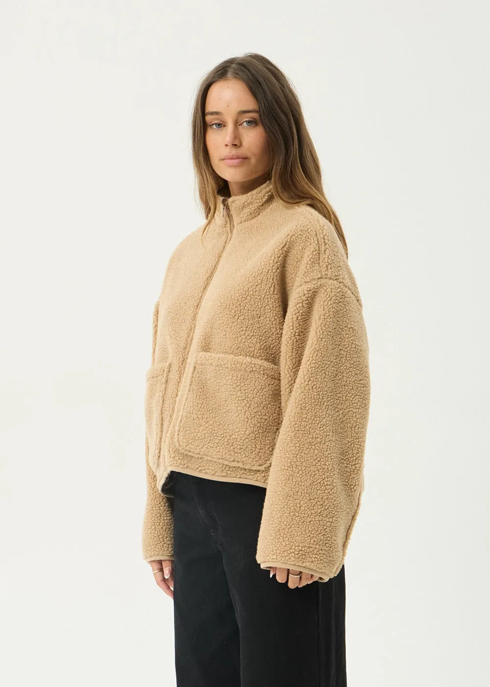 AFENDS Womens Berlin - Reversible Polar Fleece Jacket - Almond Check sold by Afends product image thumbnail 5
