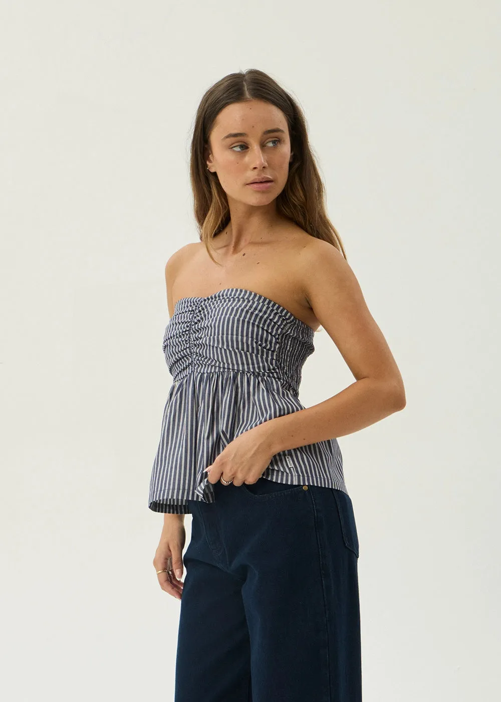 AFENDS Womens Juni - Strapless Top - Navy Stripe sold by Afends product image thumbnail 4