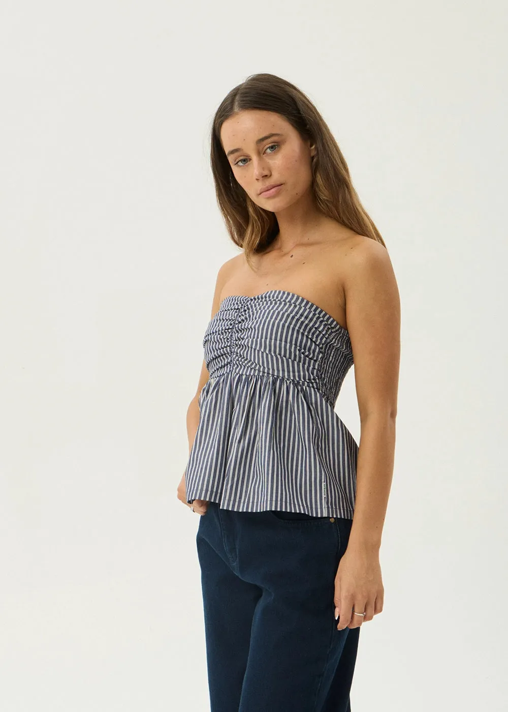 AFENDS Womens Juni - Strapless Top - Navy Stripe sold by Afends product image thumbnail 3