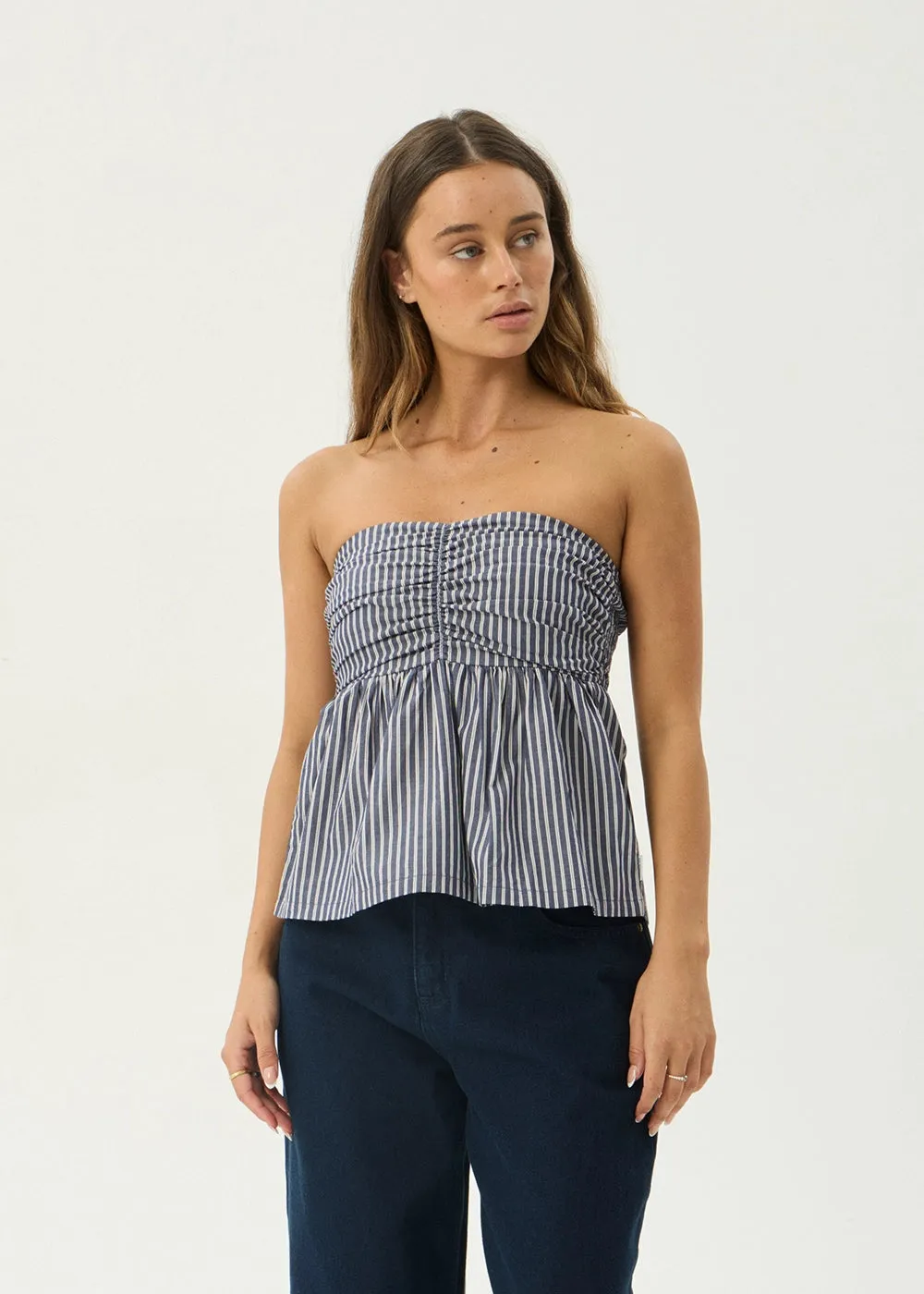 AFENDS Womens Juni - Strapless Top - Navy Stripe sold by Afends product image thumbnail 2
