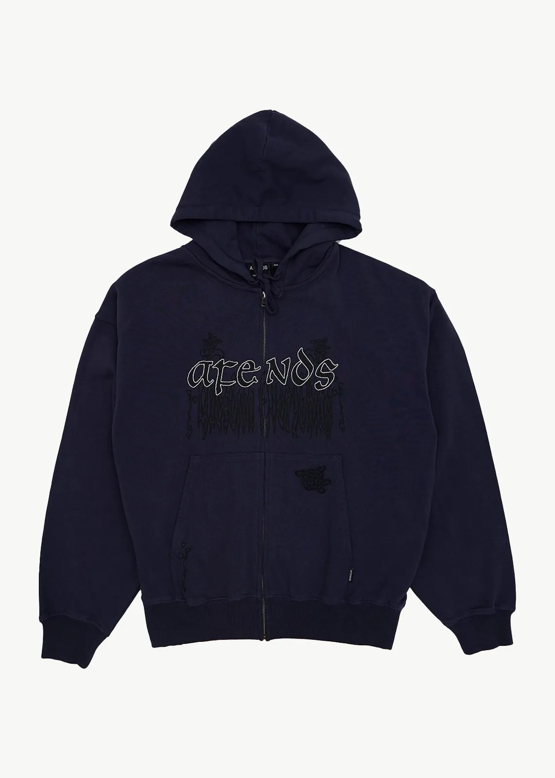 AFENDS Mens Pent-A-Gone - Boxy Zip Hood - Washed Deep Sea sold by Afends