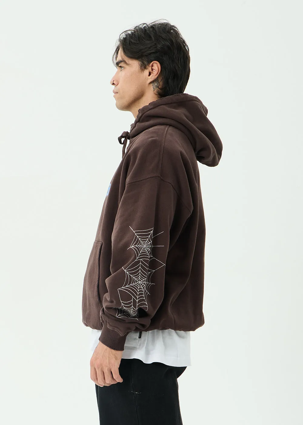 AFENDS Mens Labyrinth - Boxy Pull On Hood - Washed Coffee sold by Afends product image thumbnail 5
