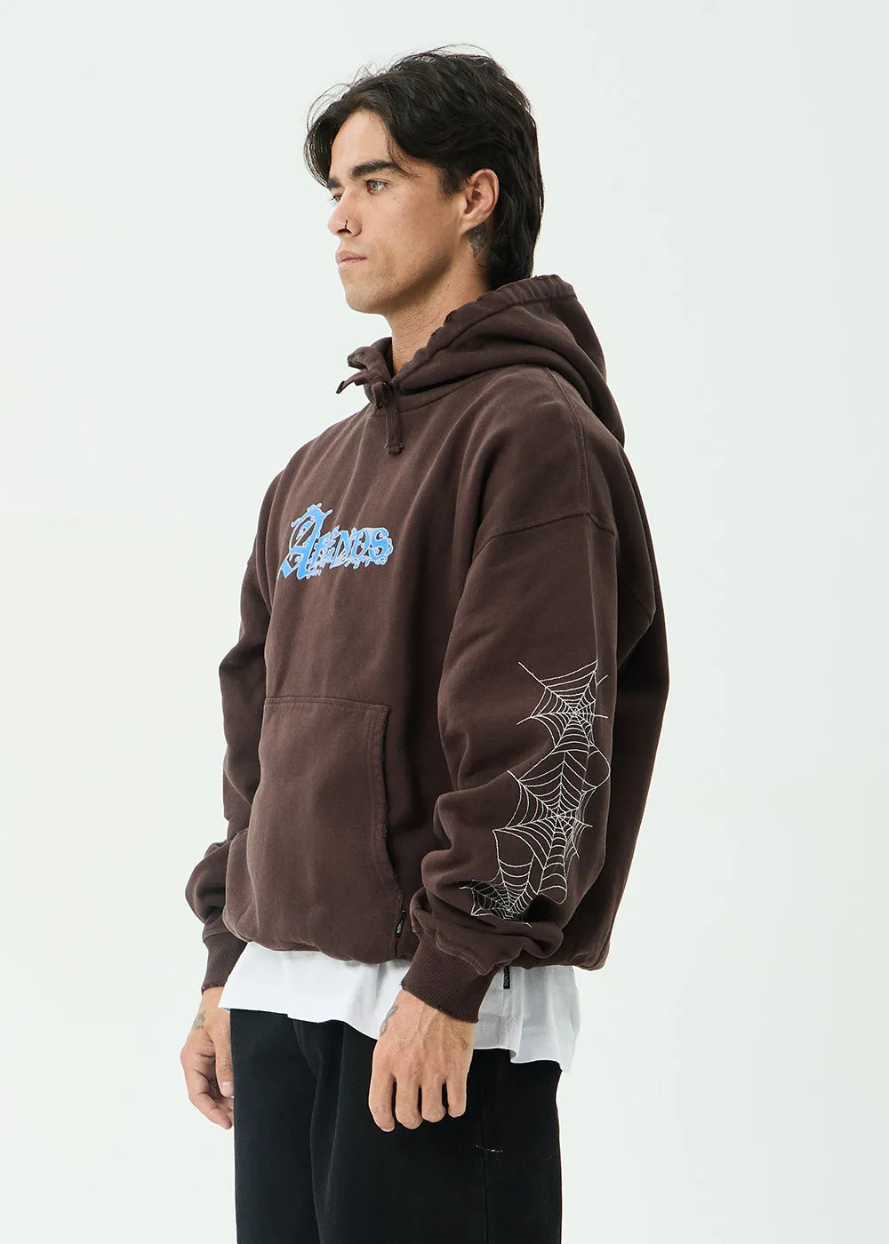 AFENDS Mens Labyrinth - Boxy Pull On Hood - Washed Coffee sold by Afends product image thumbnail 4