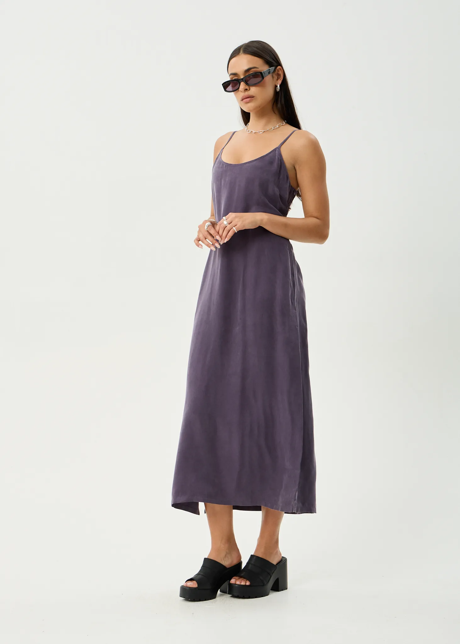 AFENDS Womens Valley - Cupro Midi Dress - Aubergine sold by Afends product image thumbnail 3