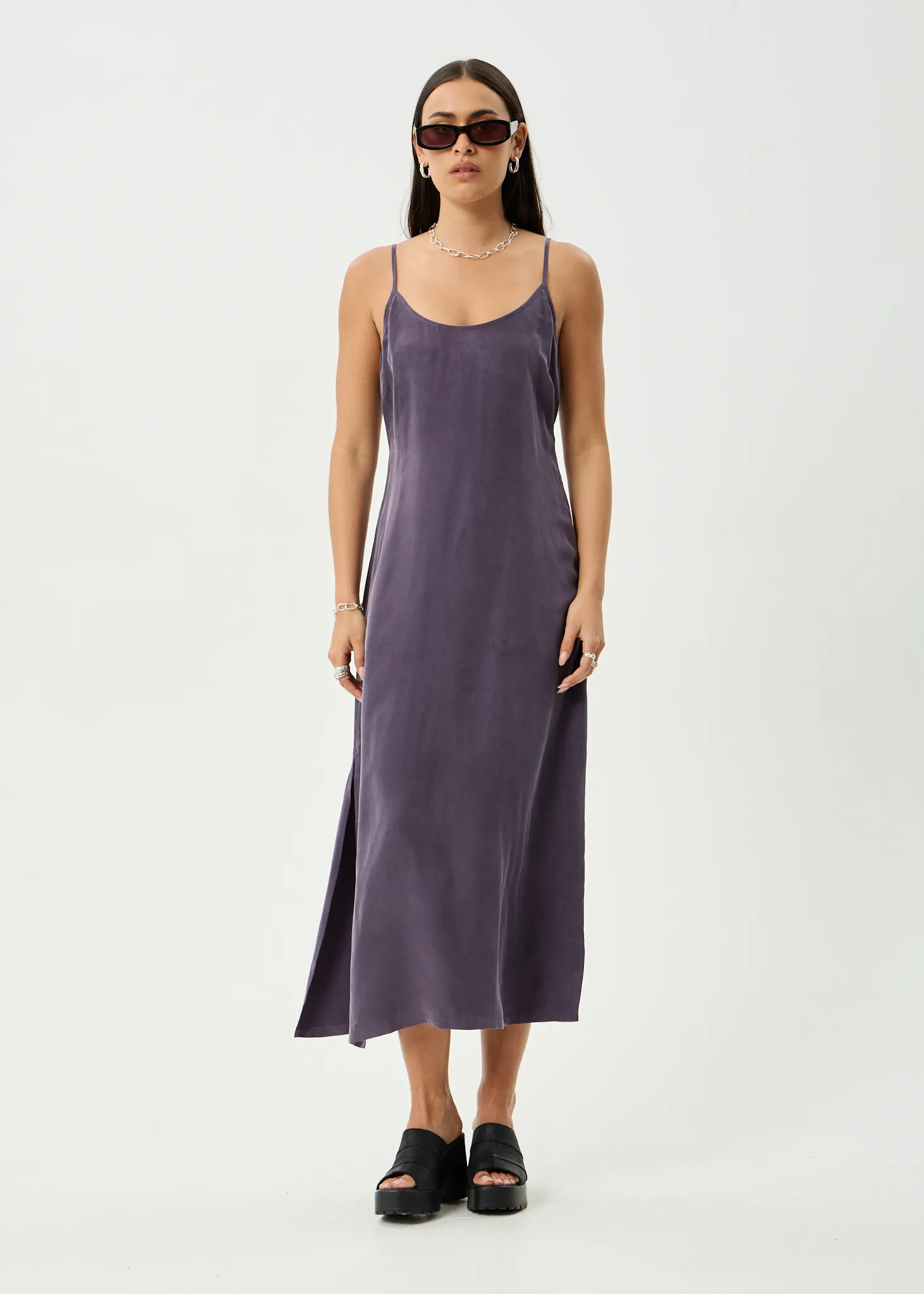AFENDS Womens Valley - Cupro Midi Dress - Aubergine sold by Afends product image thumbnail 2
