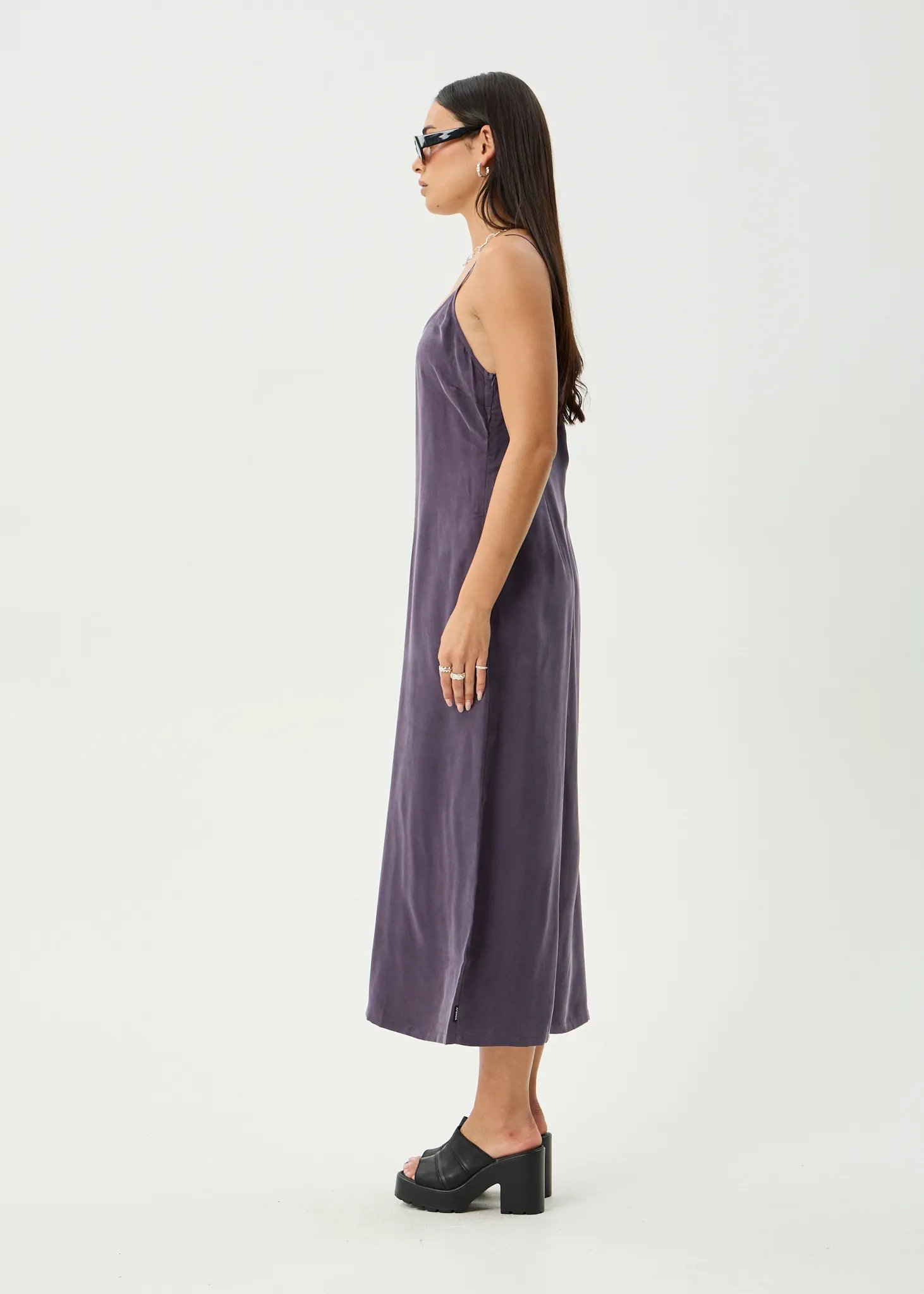 AFENDS Womens Valley - Cupro Midi Dress - Aubergine sold by Afends product image thumbnail 4