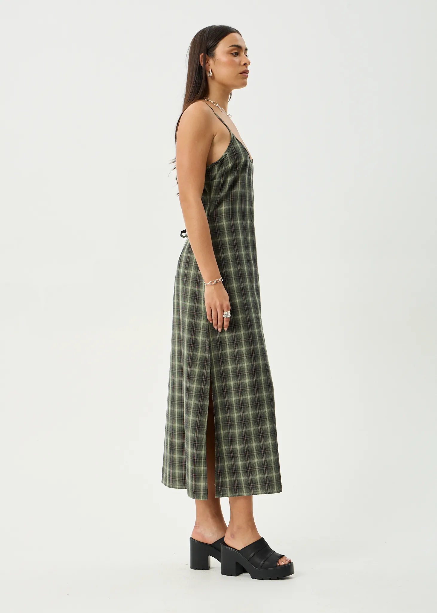 AFENDS Womens Jonah Valley - Maxi Dress - Deep Olive Check sold by Afends product image thumbnail 5