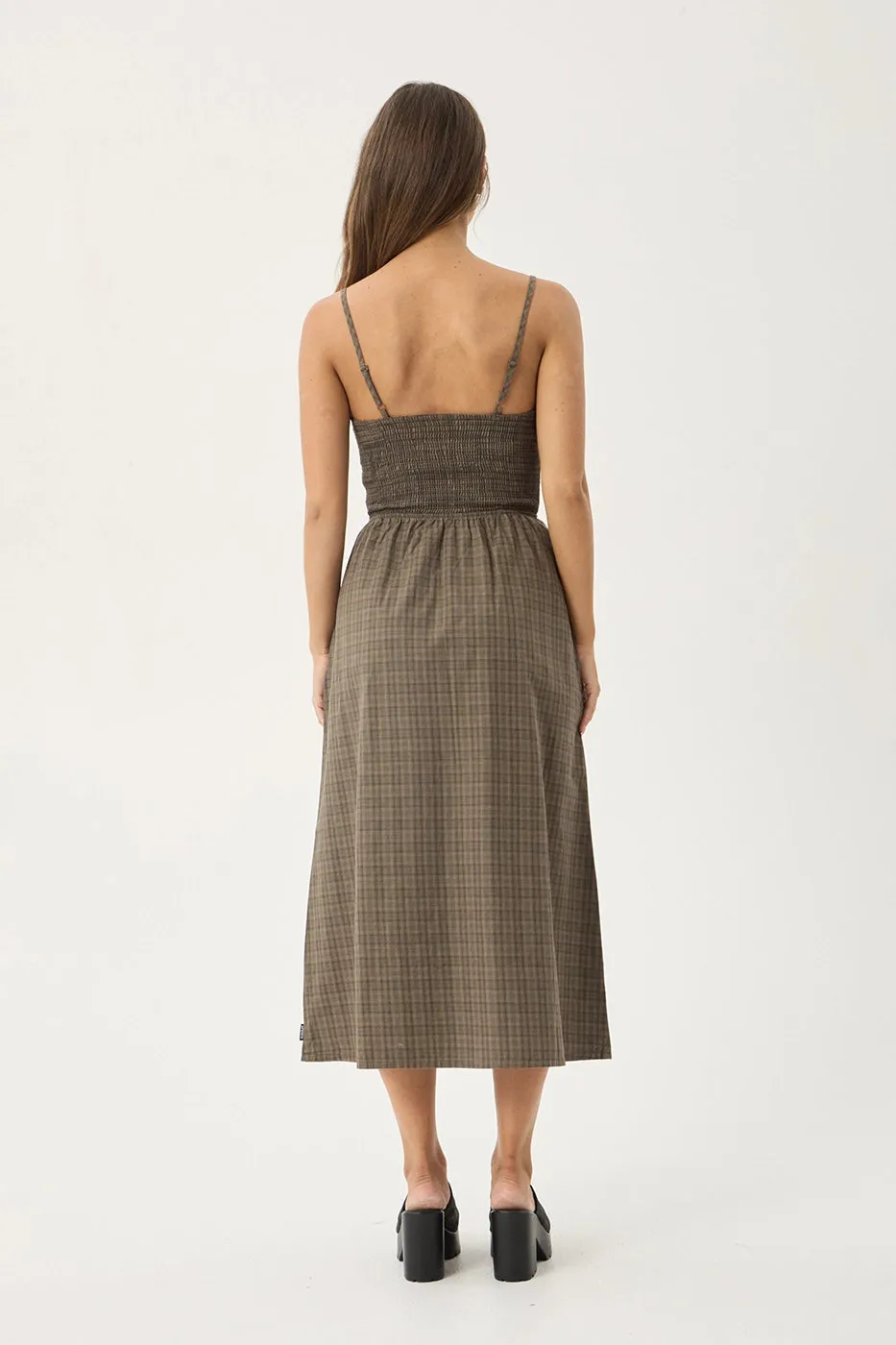 AFENDS Womens Shadow - Midi Dress - Stone Check sold by Afends product image thumbnail 5