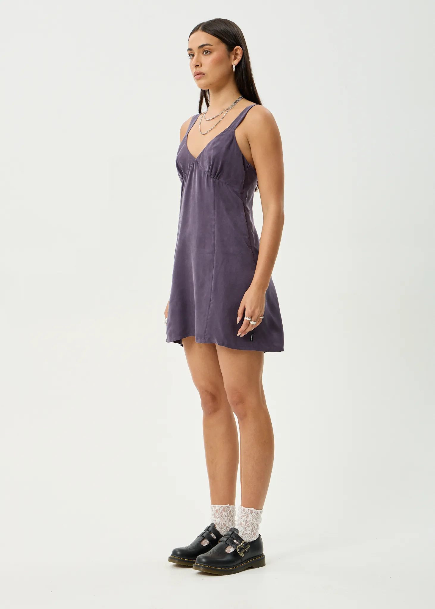 AFENDS Womens Gerry - Cupro Mini Dress - Aubergine sold by Afends product image thumbnail 4