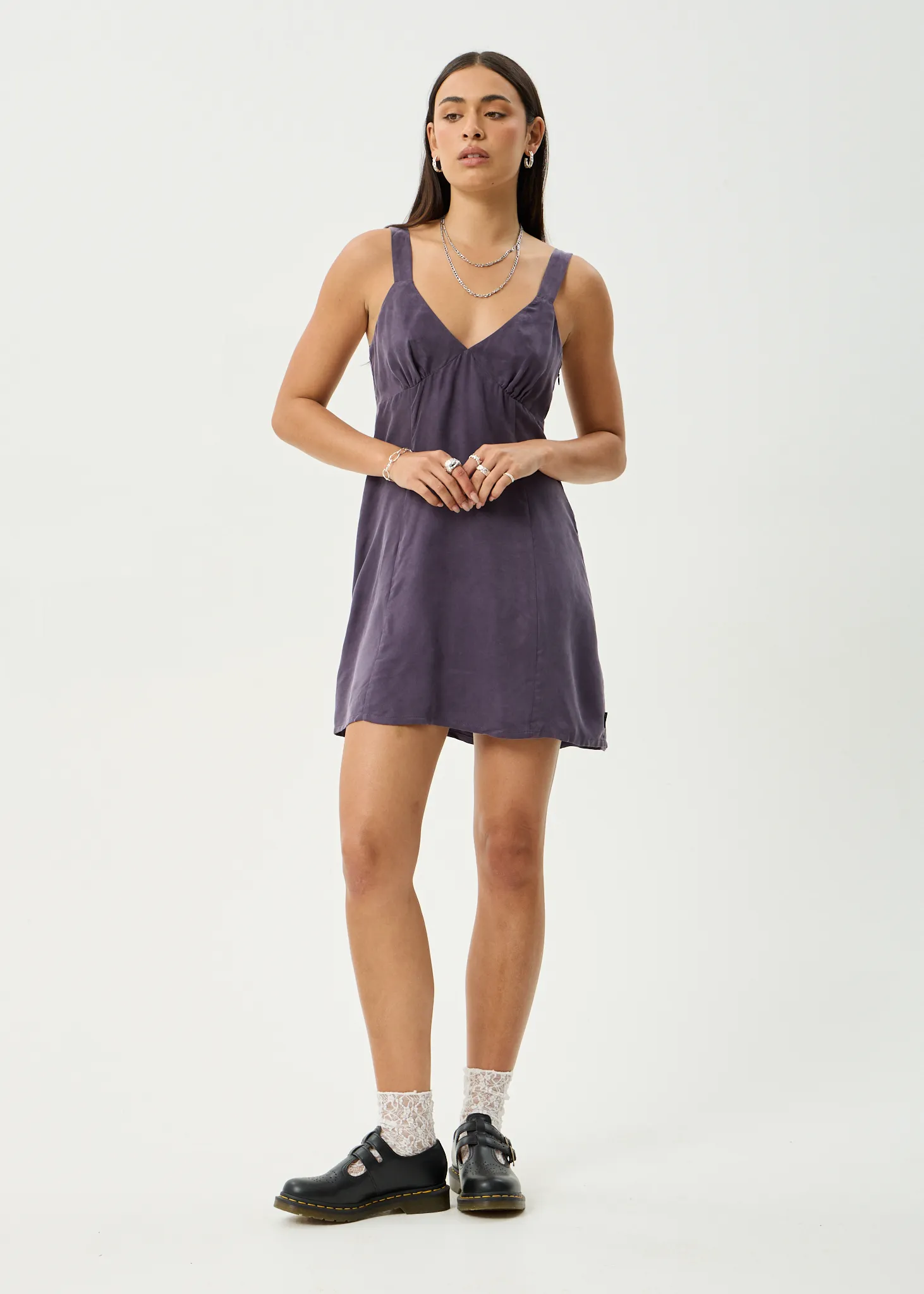 AFENDS Womens Gerry - Cupro Mini Dress - Aubergine sold by Afends product image thumbnail 3