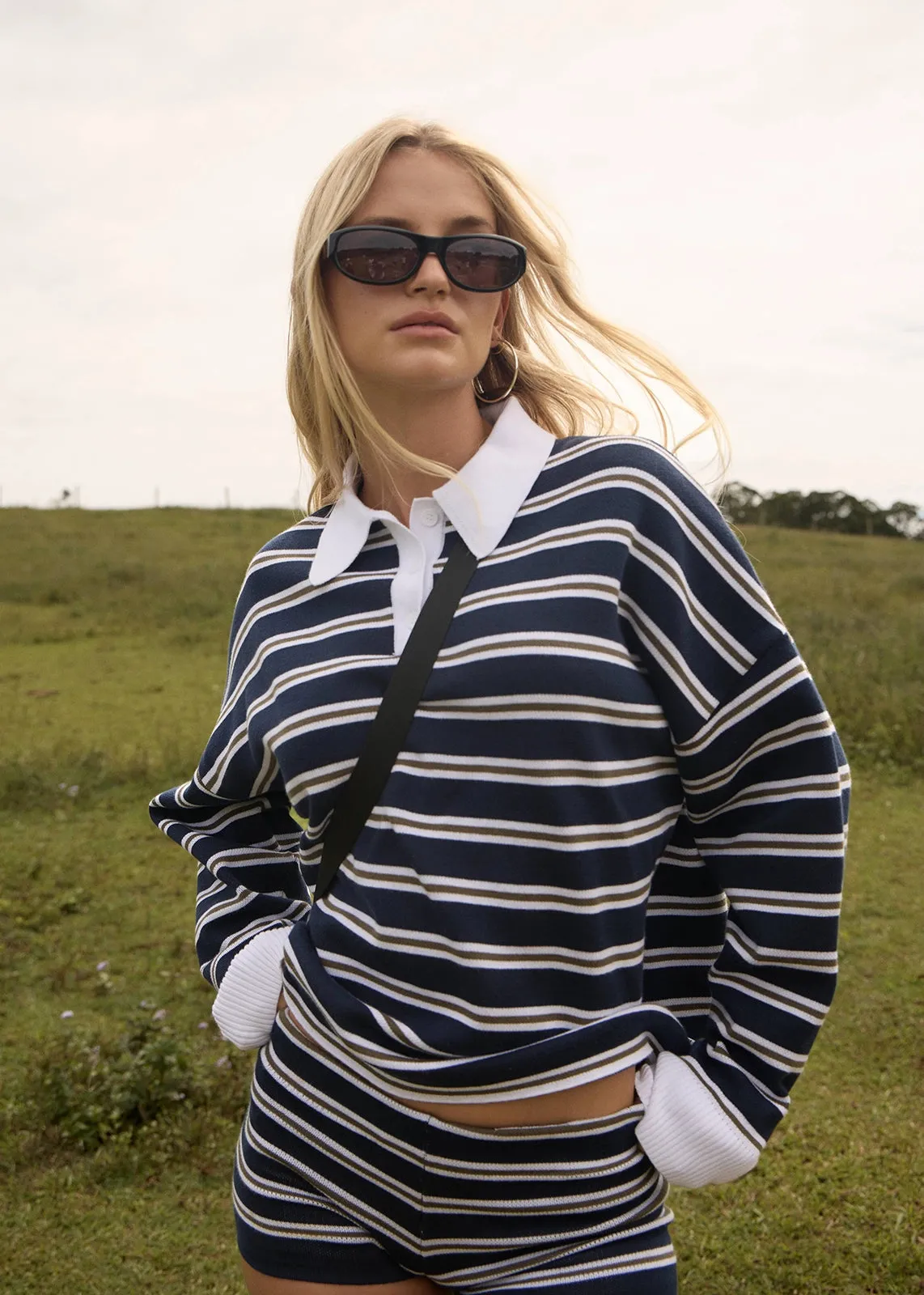 AFENDS Womens Delta - Knit Shirt - Navy Stripe sold by Afends product image thumbnail 2