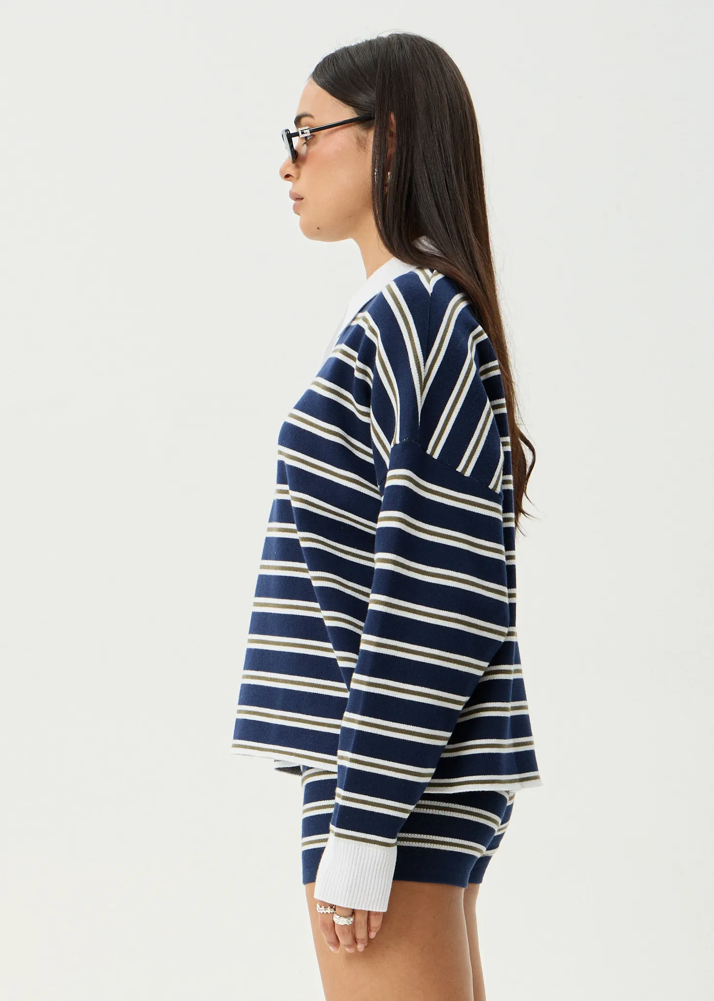 AFENDS Womens Delta - Knit Shirt - Navy Stripe sold by Afends product image thumbnail 5