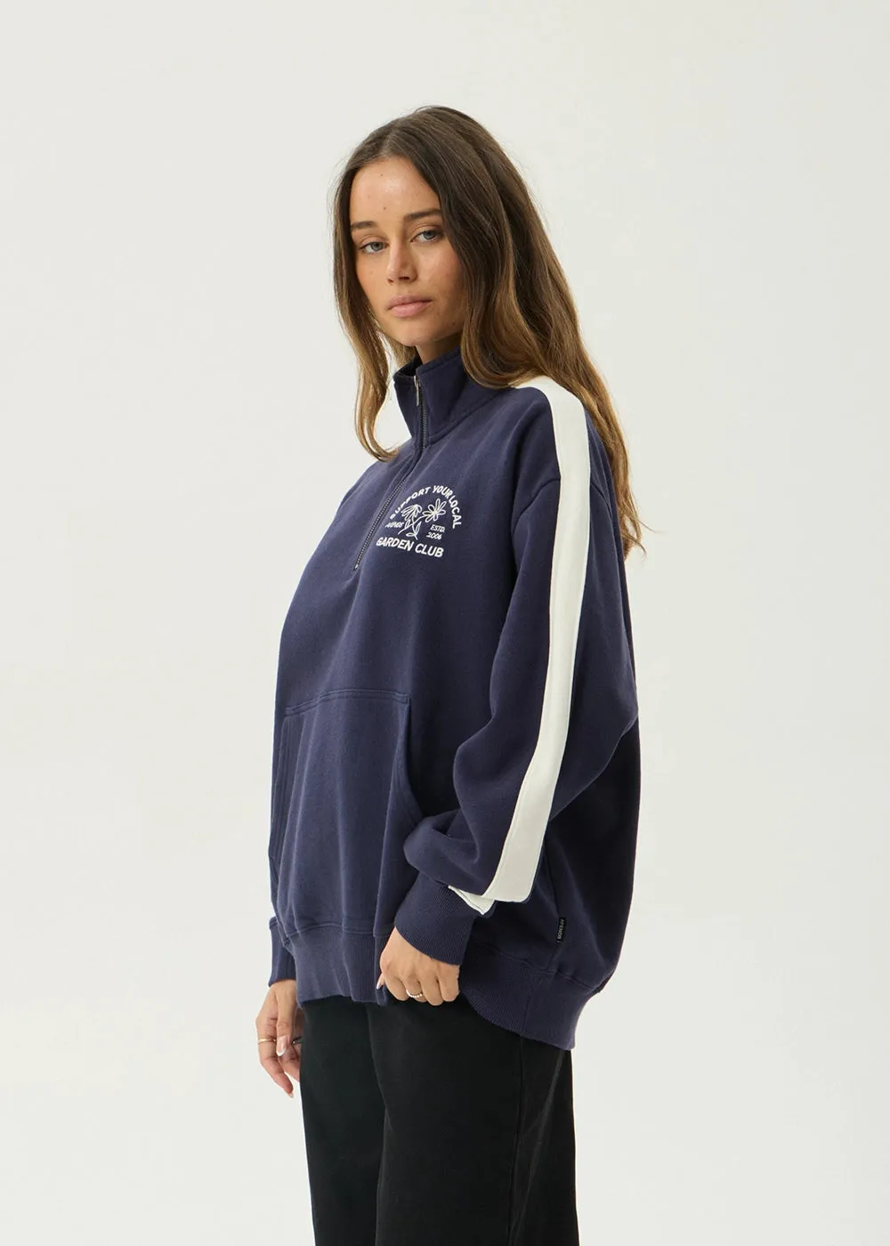 AFENDS Womens Community Garden - Quarter Zip Jumper - Washed Deep Sea sold by Afends product image thumbnail 4