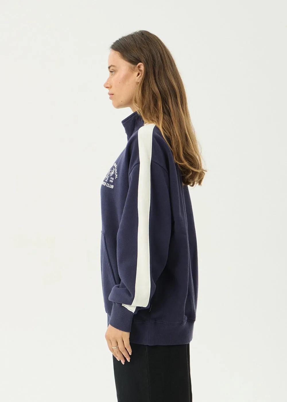 AFENDS Womens Community Garden - Quarter Zip Jumper - Washed Deep Sea sold by Afends product image thumbnail 5