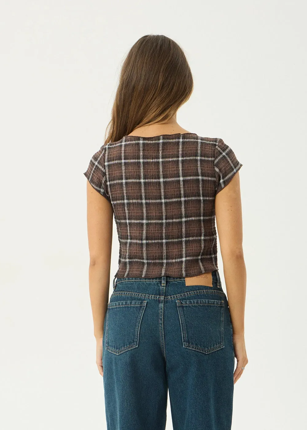 AFENDS Womens Darcy - Seersucker Top - Coffee Check sold by Afends product image thumbnail 5