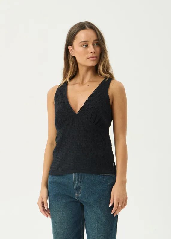 AFENDS Womens Robin - Seersucker Top - Black made by Afends