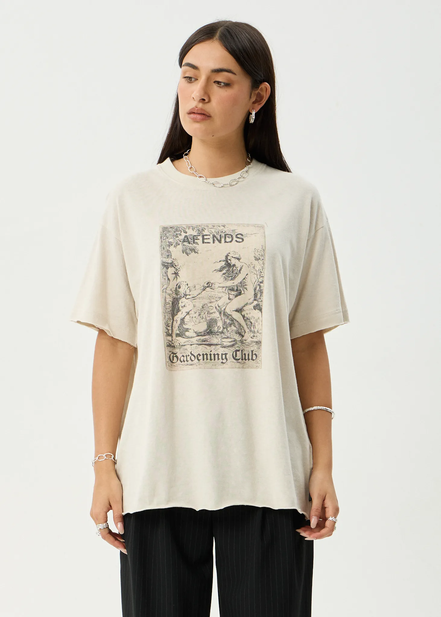 AFENDS Womens Temptation - Oversized Tee - Moonbeam sold by Afends