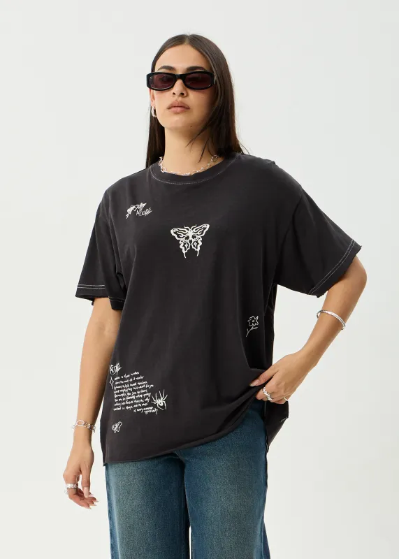 AFENDS Womens Rise - Oversized Tee - Stone Black made by Afends