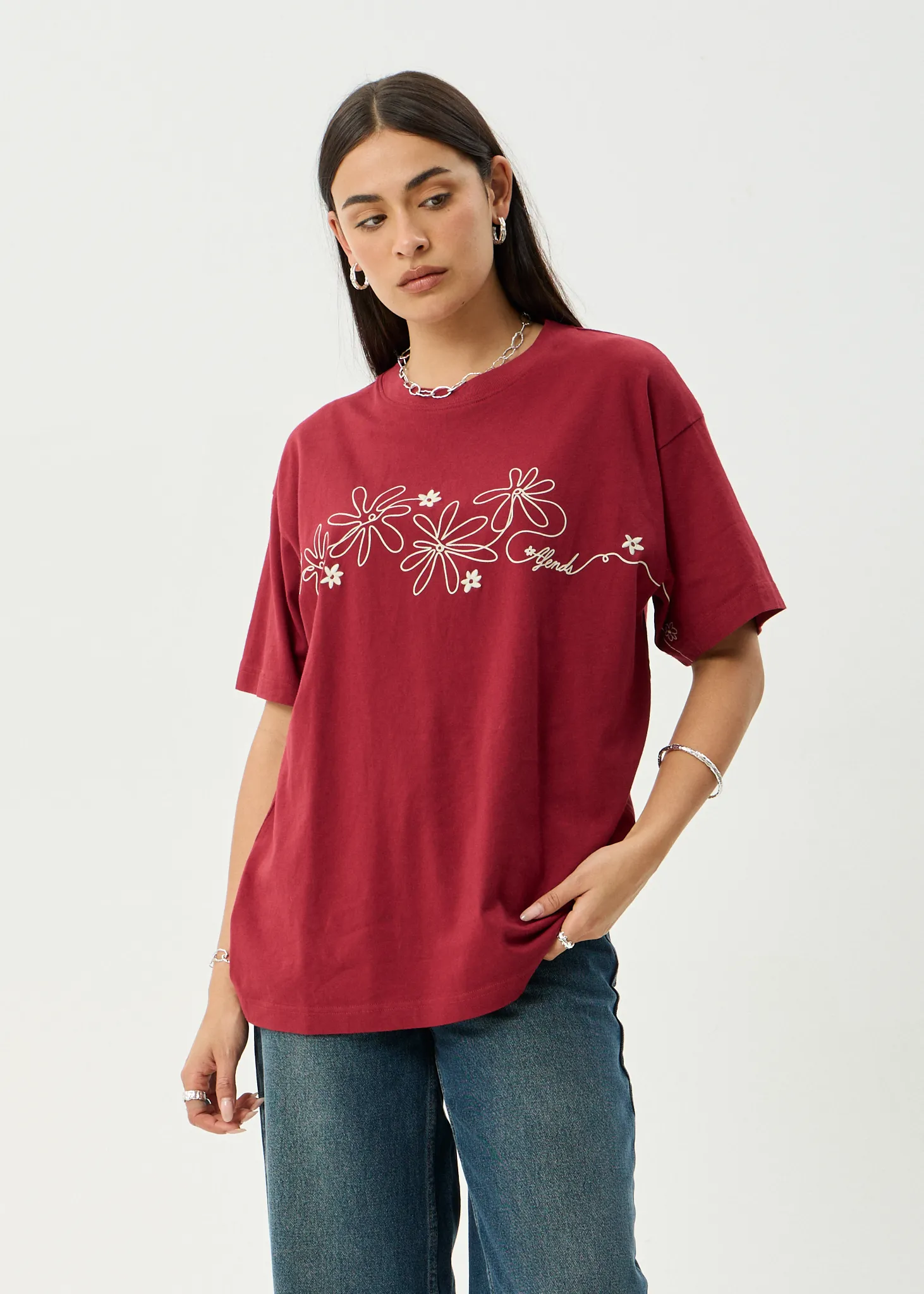 AFENDS Womens Locket - Oversized Tee - Ketchup sold by Afends