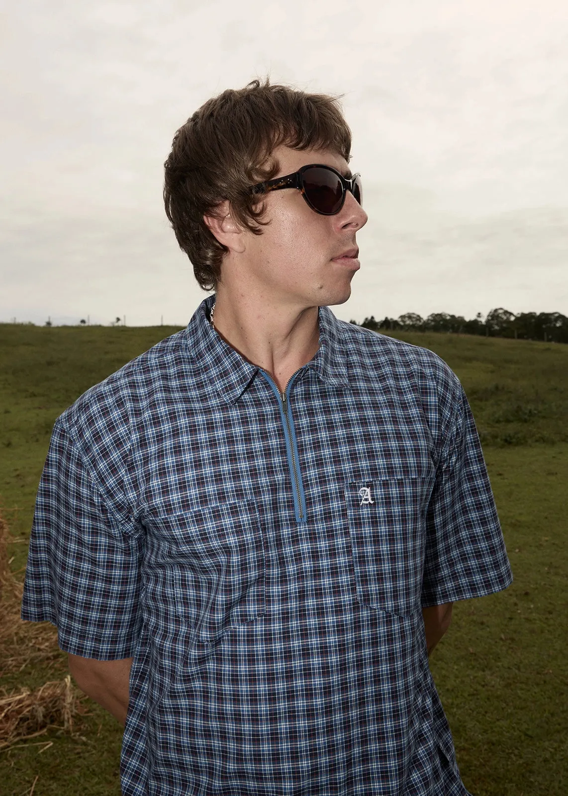 AFENDS Mens Mountains - Workwear Short Sleeve Shirt - Navy Check sold by Afends product image thumbnail 2