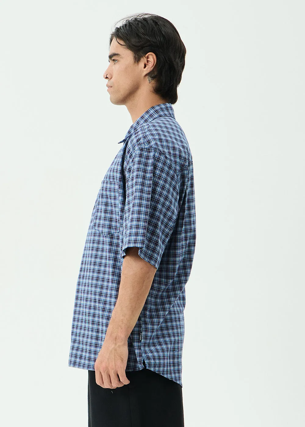 AFENDS Mens Mountains - Workwear Short Sleeve Shirt - Navy Check sold by Afends product image thumbnail 5
