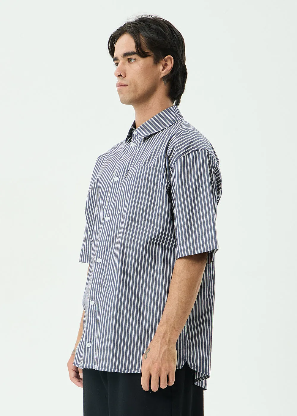 AFENDS Mens Delta - Short Sleeve Shirt - Navy Stripe sold by Afends product image thumbnail 3