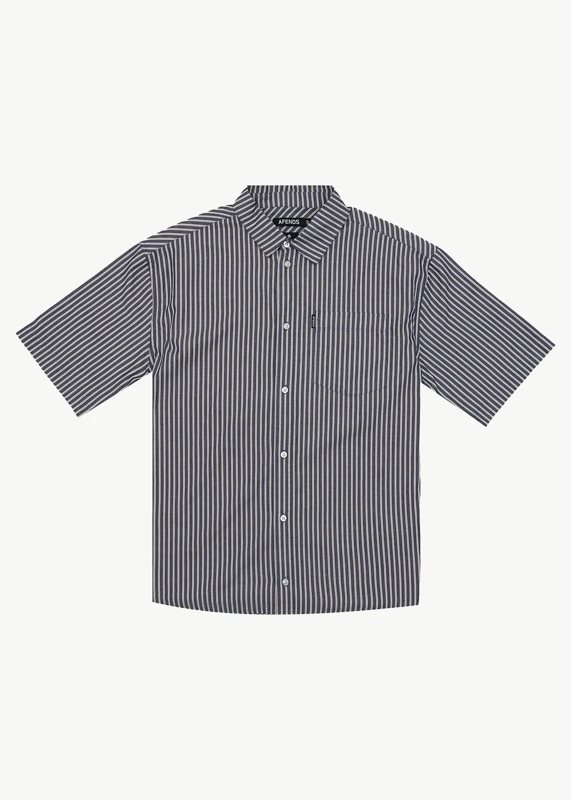 AFENDS Mens Delta - Short Sleeve Shirt - Navy Stripe sold by Afends