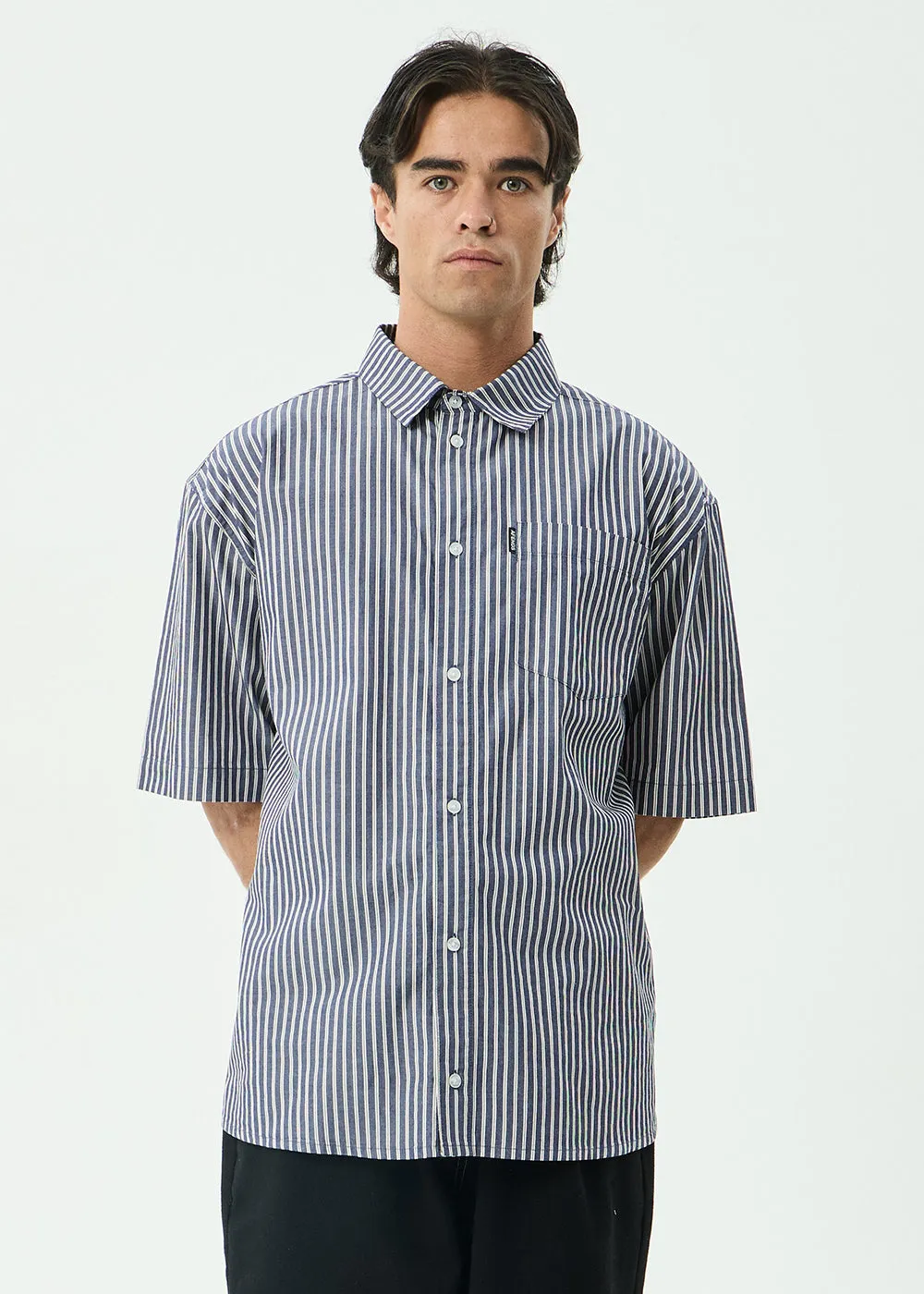 AFENDS Mens Delta - Short Sleeve Shirt - Navy Stripe sold by Afends product image thumbnail 2