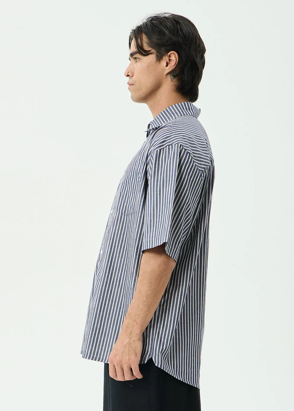 AFENDS Mens Delta - Short Sleeve Shirt - Navy Stripe sold by Afends product image thumbnail 4