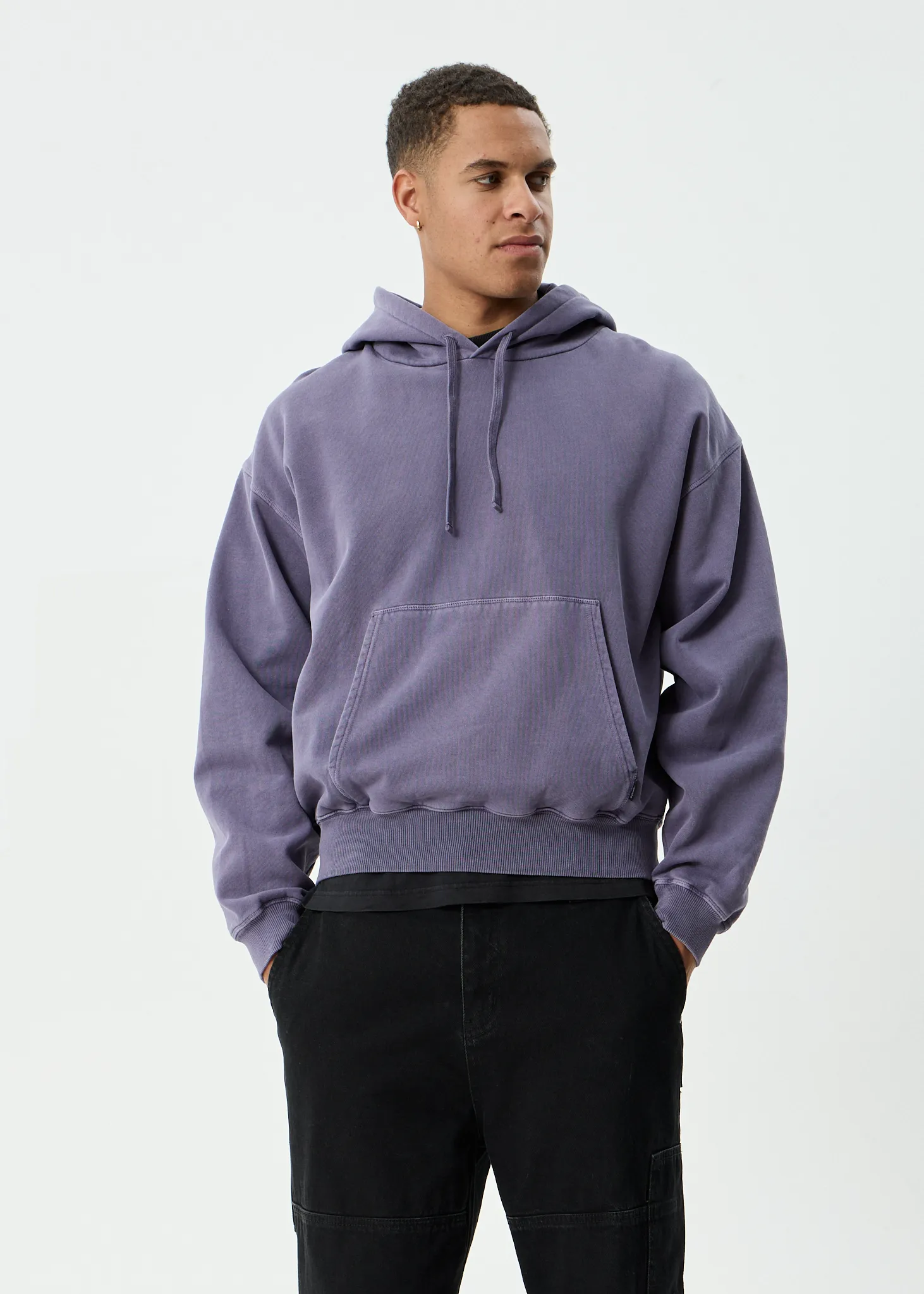 AFENDS Mens Genesis - Boxy Pull On Hood - Vintage Aubergine sold by Afends product image thumbnail 5