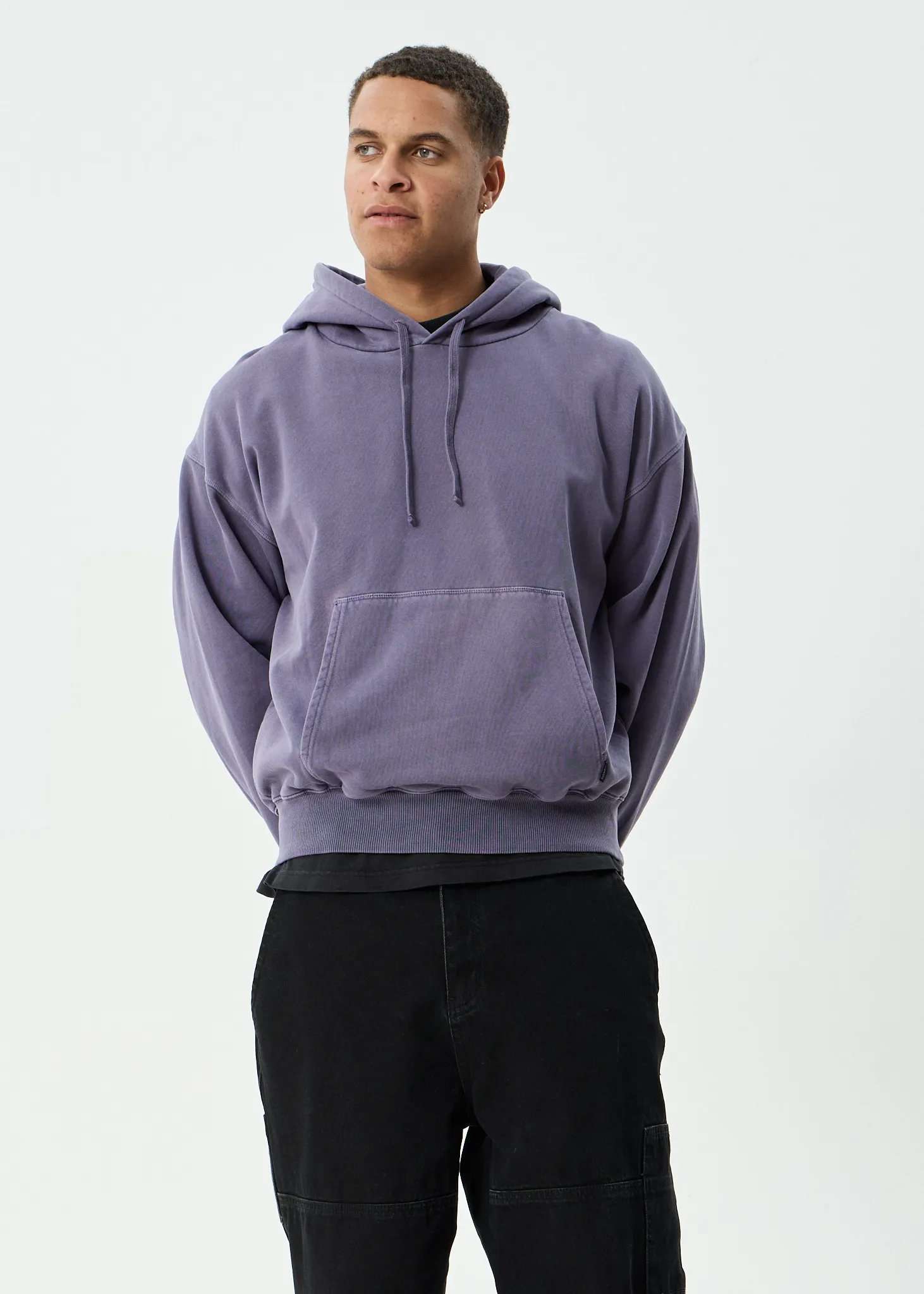 AFENDS Mens Genesis - Boxy Pull On Hood - Vintage Aubergine sold by Afends product image thumbnail 3