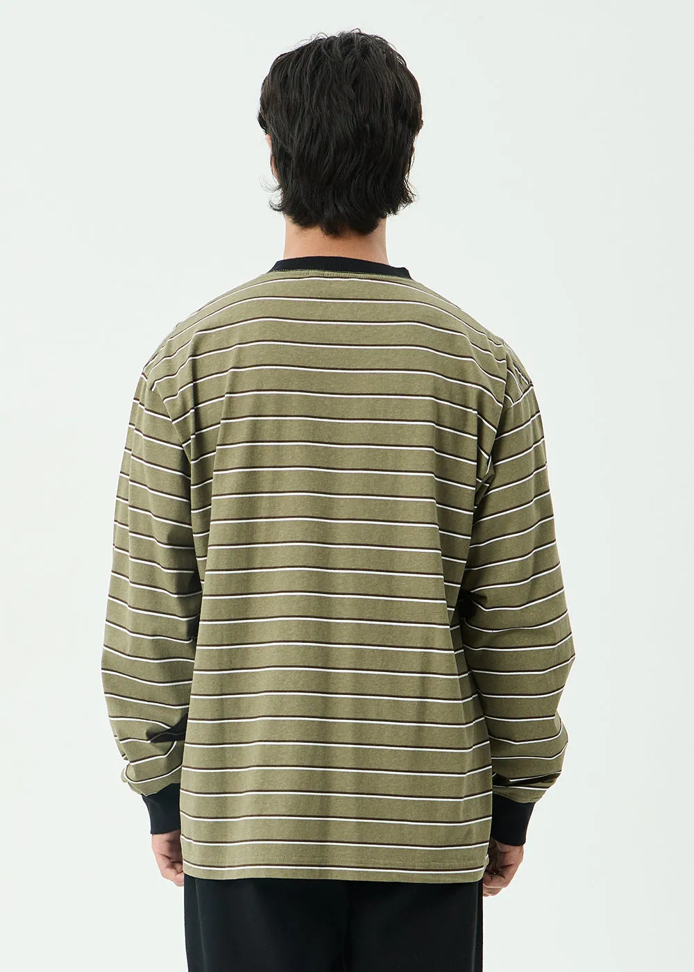 AFENDS Mens Altitude - Boxy Long Sleeve Tee - Stone Stripe sold by Afends product image thumbnail 5