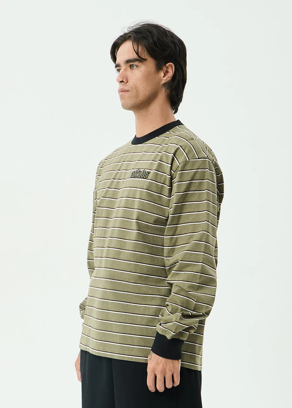 AFENDS Mens Altitude - Boxy Long Sleeve Tee - Stone Stripe sold by Afends product image thumbnail 3