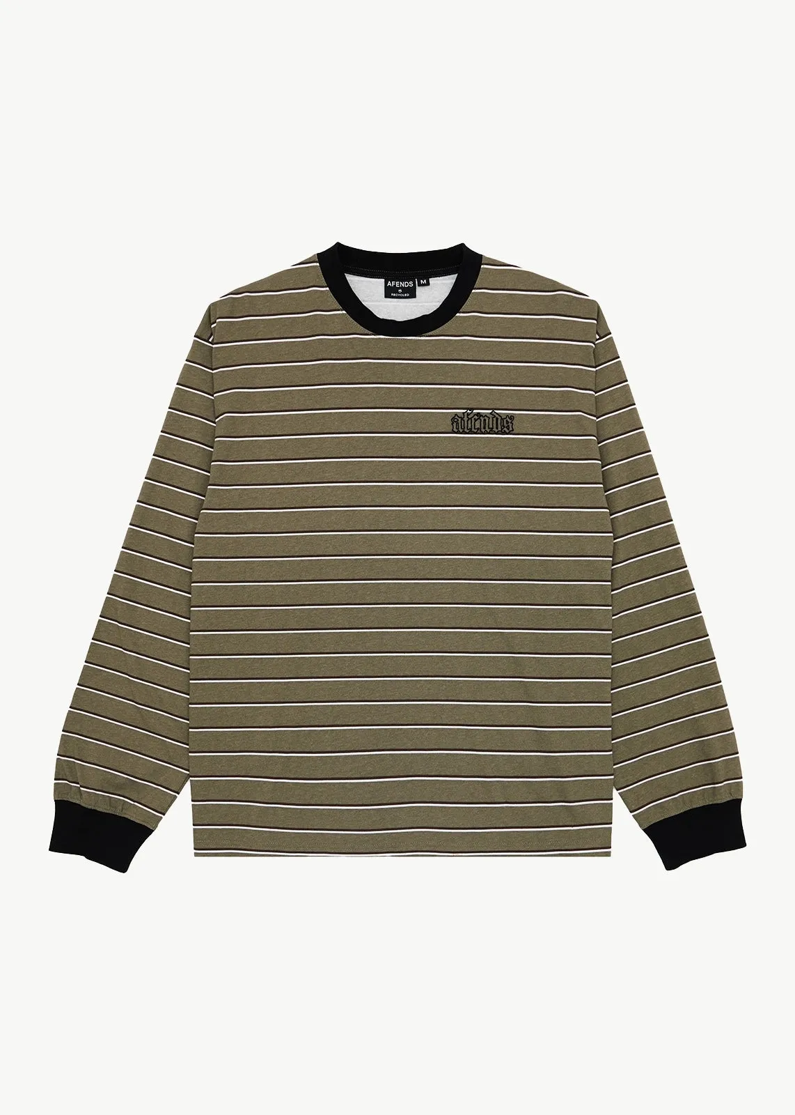 AFENDS Mens Altitude - Boxy Long Sleeve Tee - Stone Stripe sold by Afends