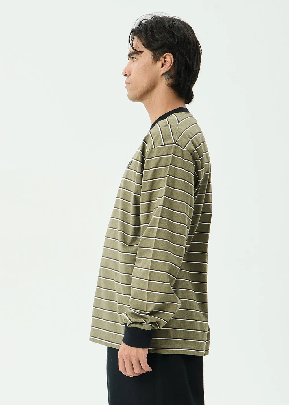 AFENDS Mens Altitude - Boxy Long Sleeve Tee - Stone Stripe sold by Afends product image thumbnail 4