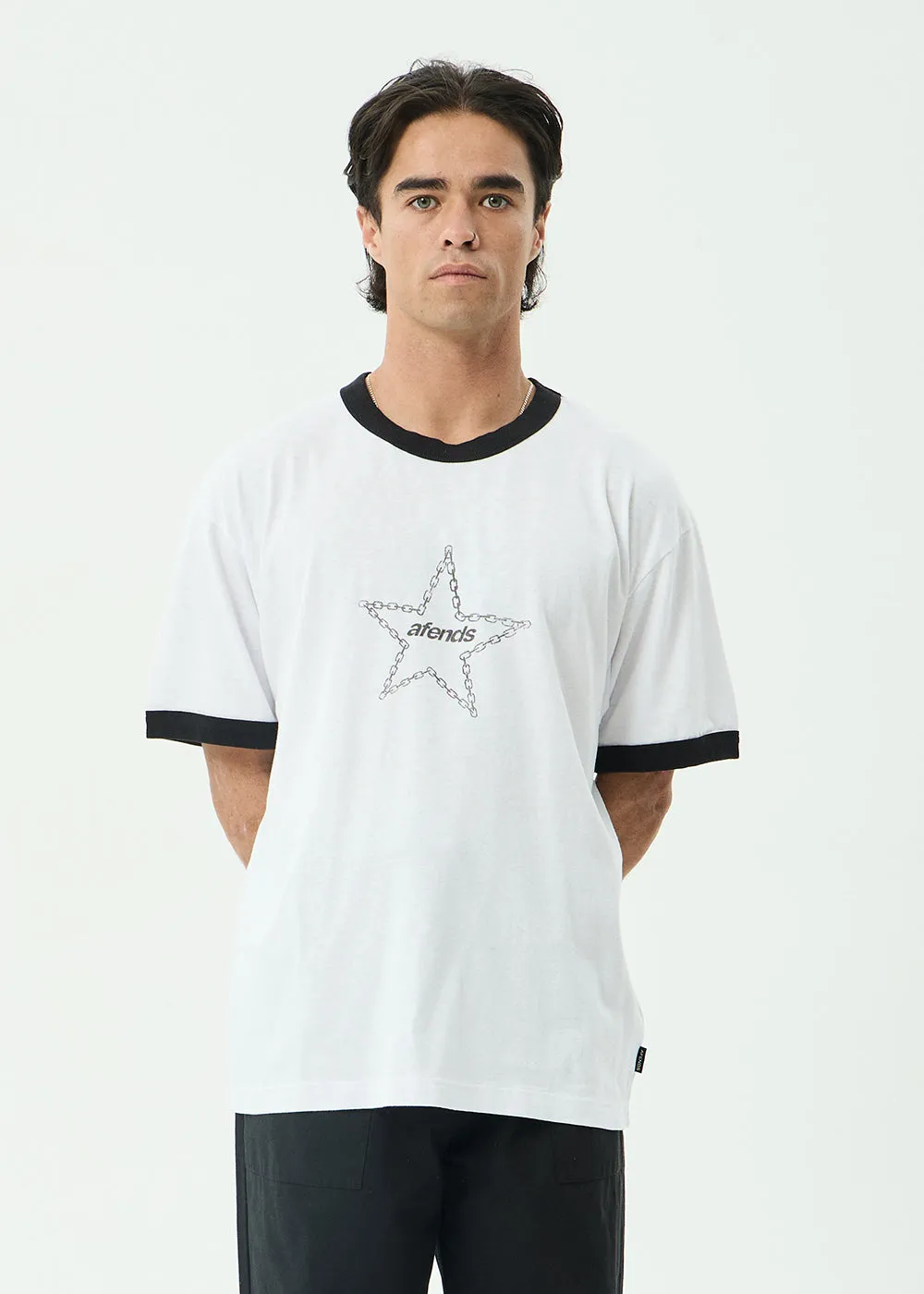AFENDS Mens Chains - Boxy Ringer Tee - White sold by Afends product image thumbnail 3