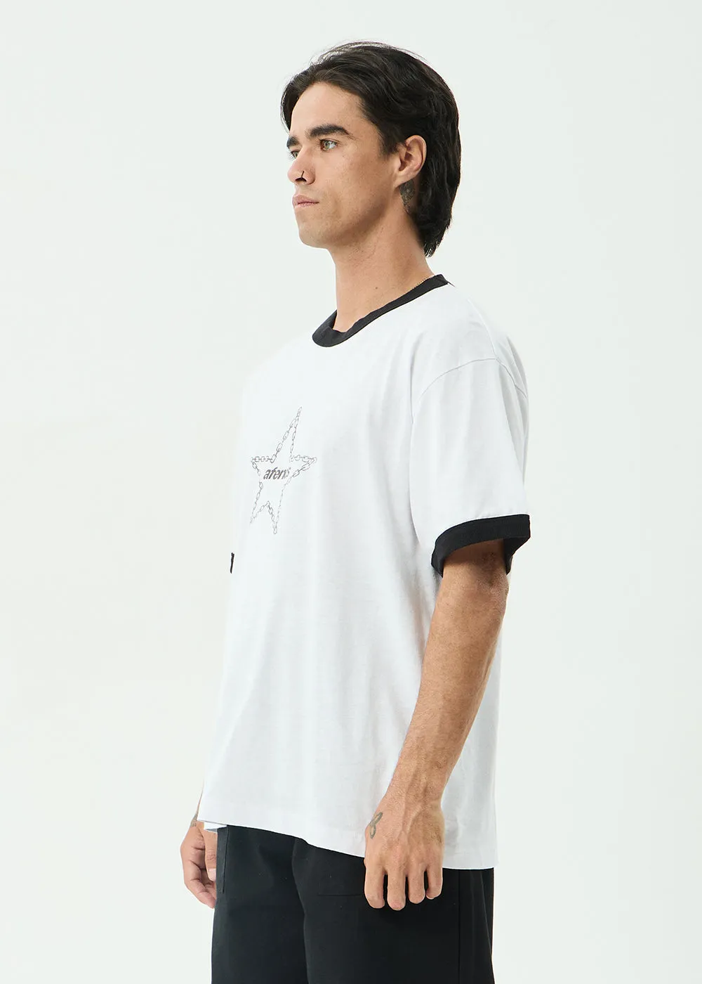 AFENDS Mens Chains - Boxy Ringer Tee - White sold by Afends product image thumbnail 4