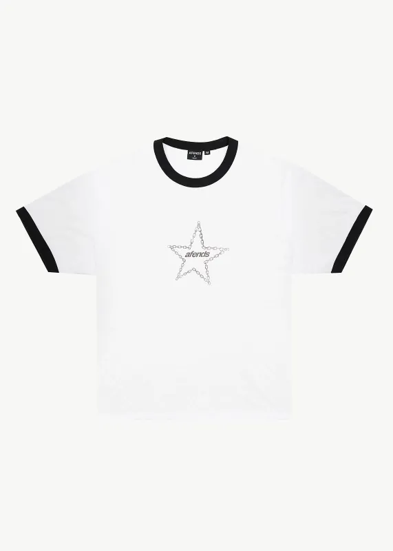 AFENDS Mens Chains - Boxy Ringer Tee - White made by Afends