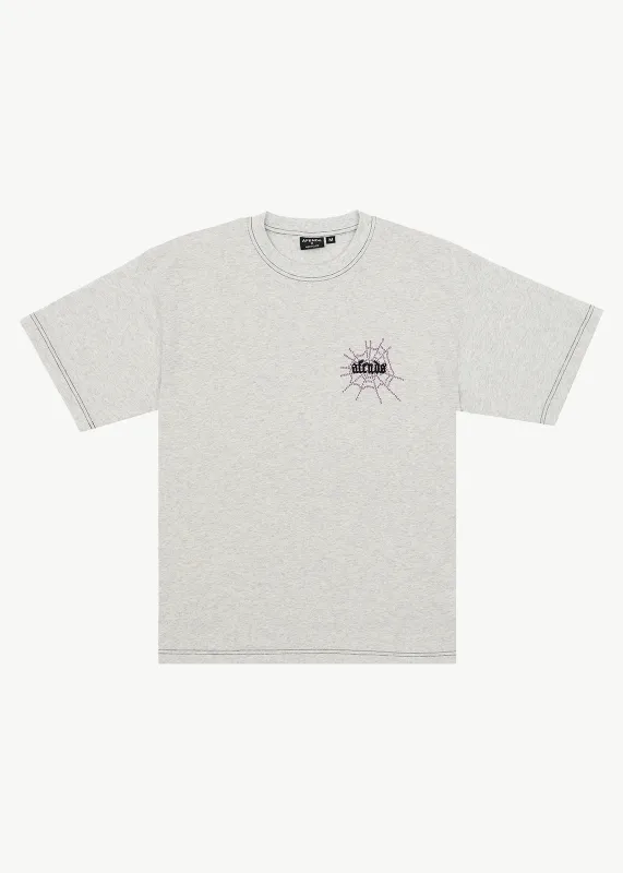 AFENDS Mens Tangled - Boxy Tee - Grey Marle made by Afends