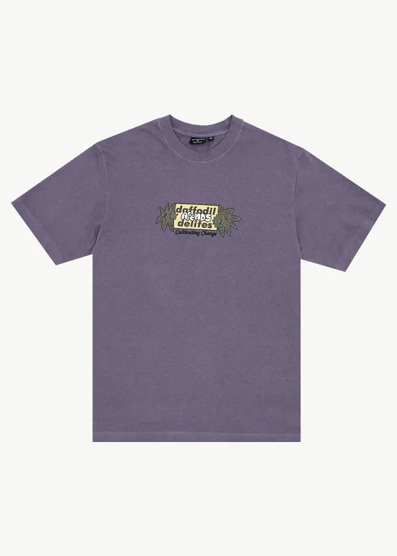AFENDS Mens Delites - Heavyweight Retro Tee - Vintage Aubergine made by Afends