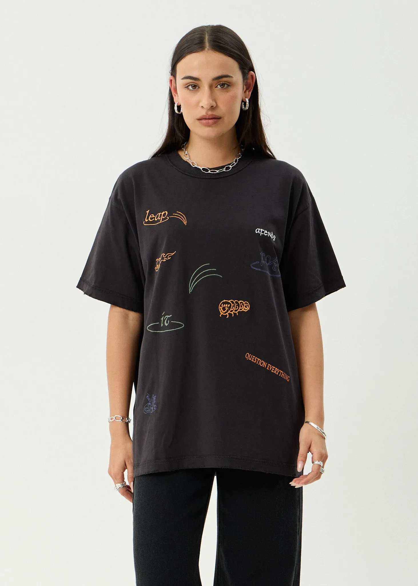 AFENDS Mens Leap - Heavyweight Boxy Tee - Stone Black sold by Afends product image thumbnail 2