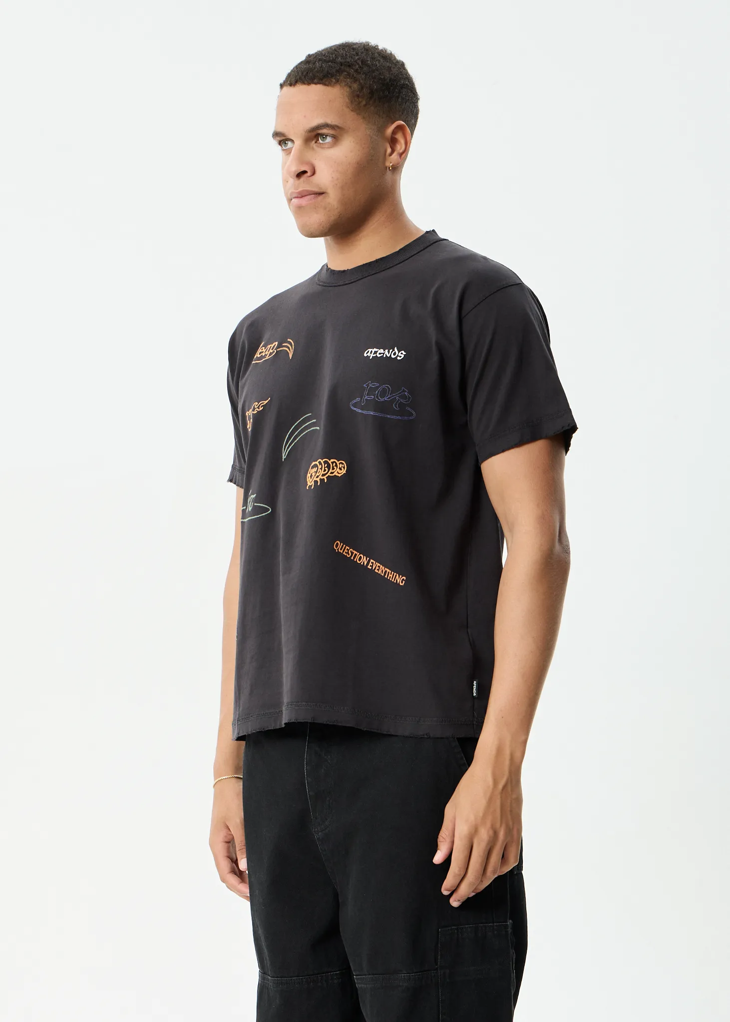 AFENDS Mens Leap - Heavyweight Boxy Tee - Stone Black sold by Afends product image thumbnail 5