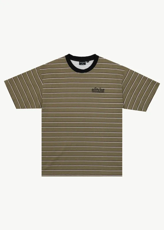AFENDS Mens Altitude - Boxy Tee - Stone Stripe made by Afends
