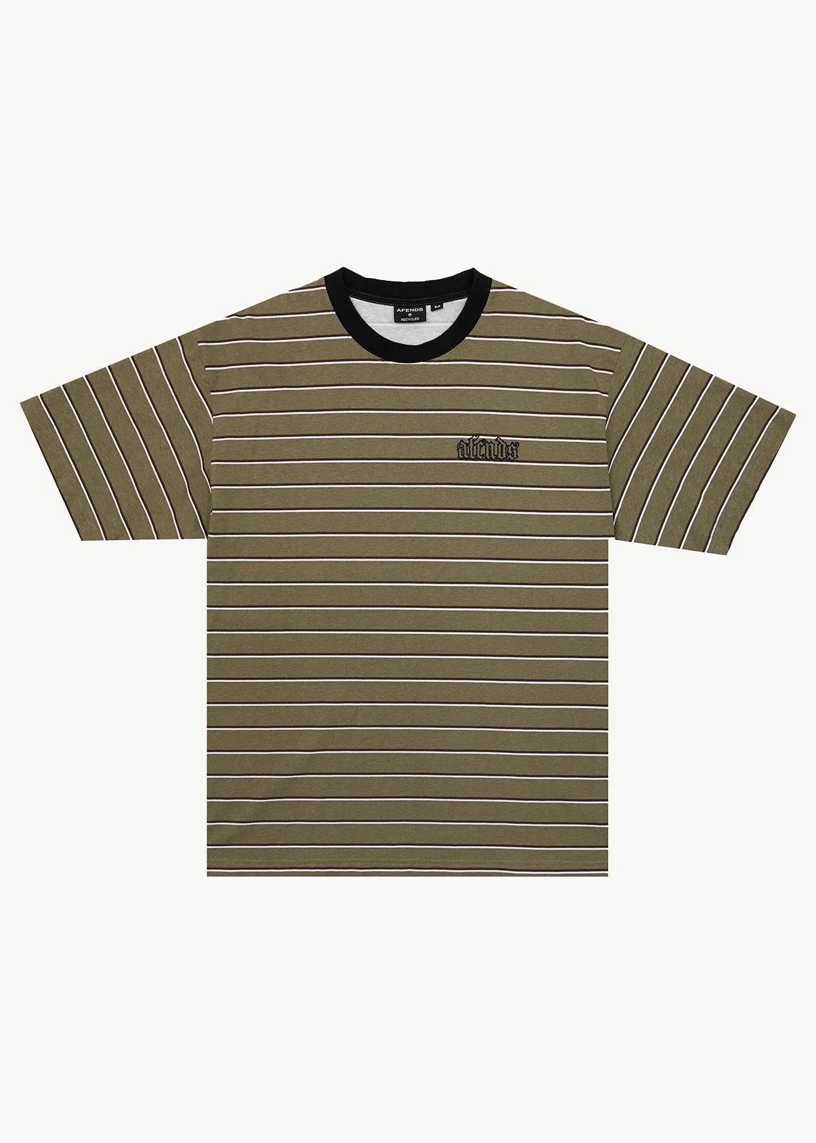AFENDS Mens Altitude - Boxy Tee - Stone Stripe sold by Afends